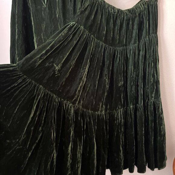 Indian Market‎ Alfredo’s Wife 2 pc green velvet skirt blouse set L RARE - Picture 5 of 8